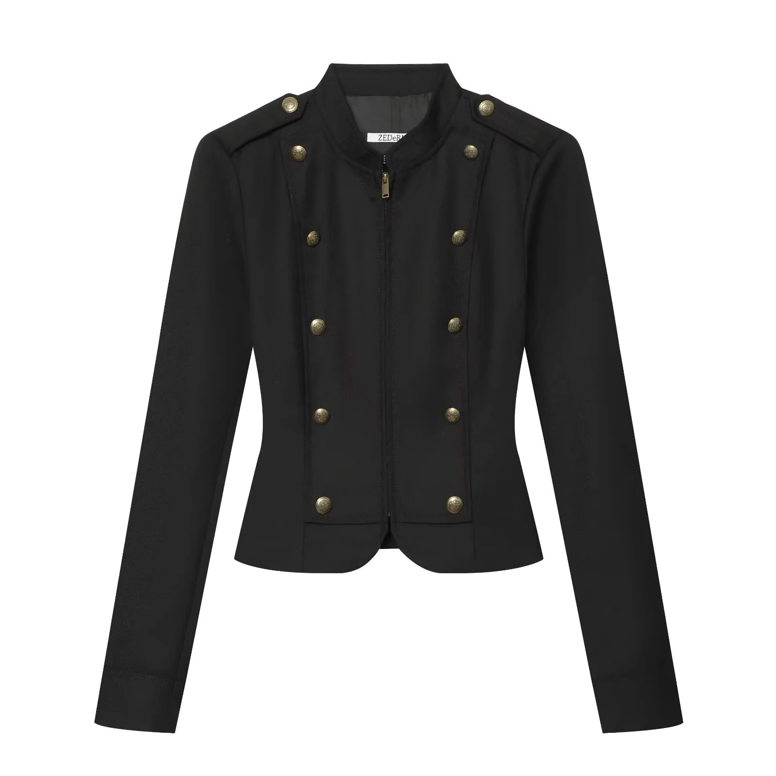 2026 Autumn Women's New Fashion Charm Retro Napoleon Buckle Short Stand Collar Short Coat