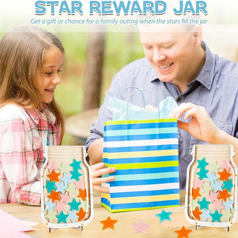 AF91-Stars Reward Jar For Toddlers, Star Jar Reward System, Kids Reward Board, Classroom Management Tools
