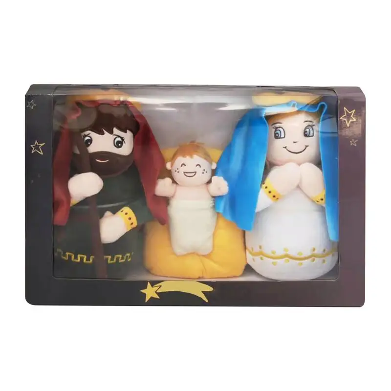 

Baby Jesus Stuffed Doll Holy Family Plush Doll Nativity Scene Plush Toys Set Christian Decor Religious Christmas Decoration Gift