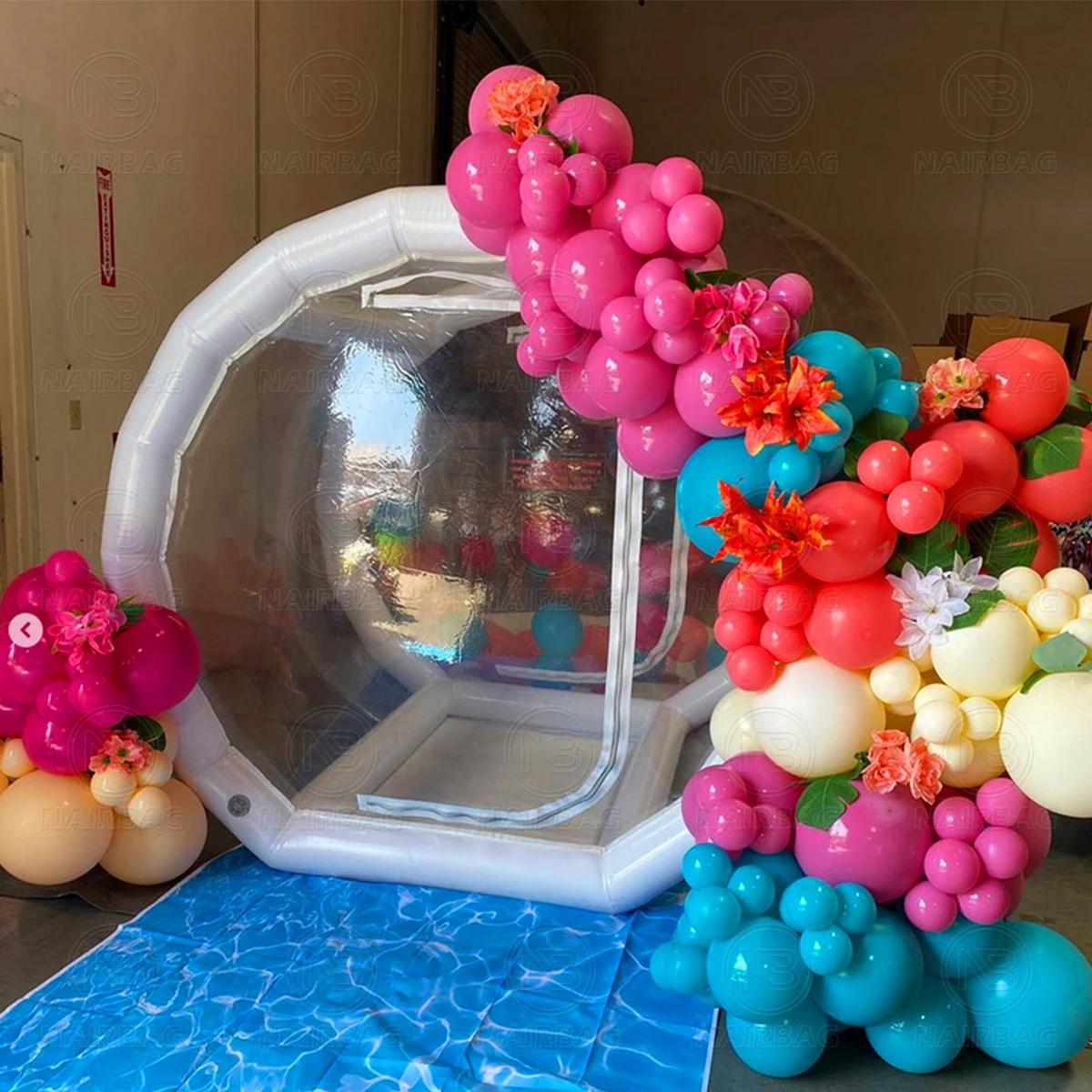 子供用3mインフレータブルバブルバウンスハウス、結婚式パーティー用送風機付き3mドーム型バルーンハウス、インフレータブルバブルテント