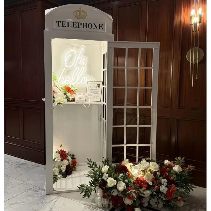 White Metal Wedding Event Party Decoration Phone Booth Vintage Outdoor Antique London British