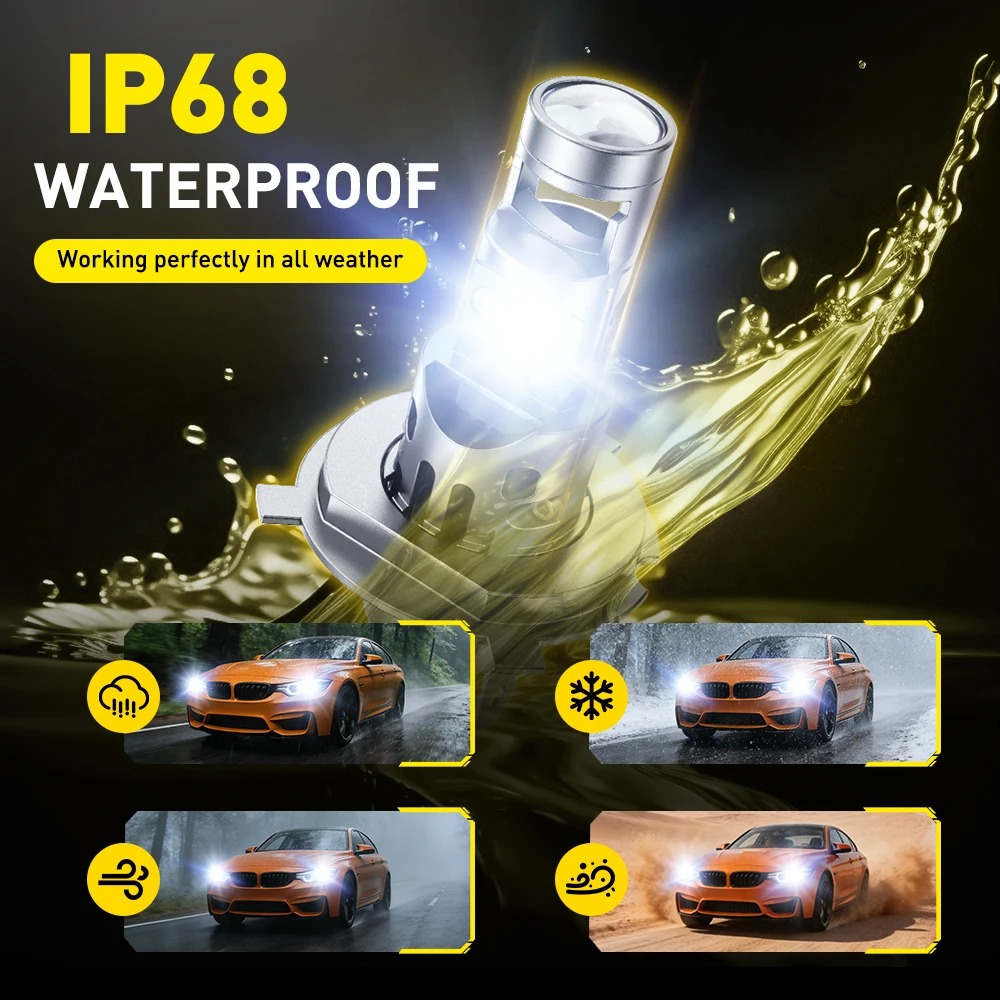 AUXITO 2Pcs 20000LM H4 ED Proj - Universal Motorcycle Led Headlight Projector avaliação e preço