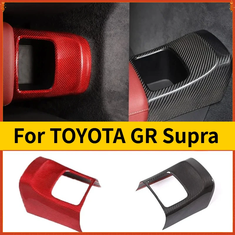 

For TOYOTA GR Supra Real Dry Carbon Fiber MK5 A90 A91 19-22 Gear Shift Panel Rear Center Tunnel Compartment Cover Accessories