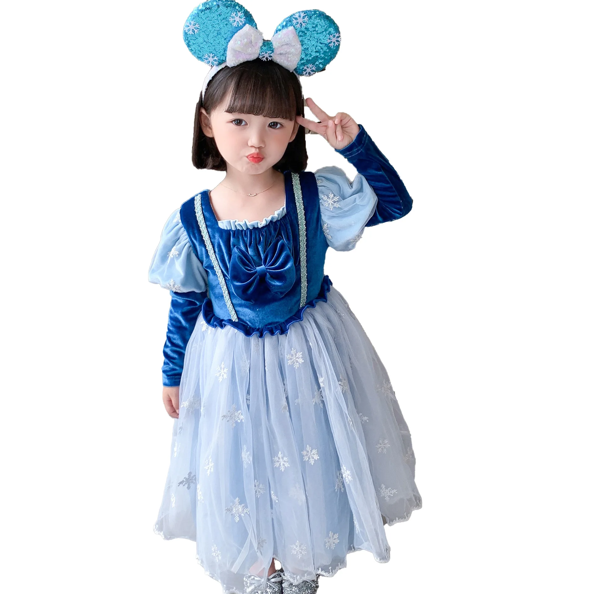 

Autumn And Winter New Fleece Long-sleeved Dress Girls Elsa Princess Dress Size 100-140