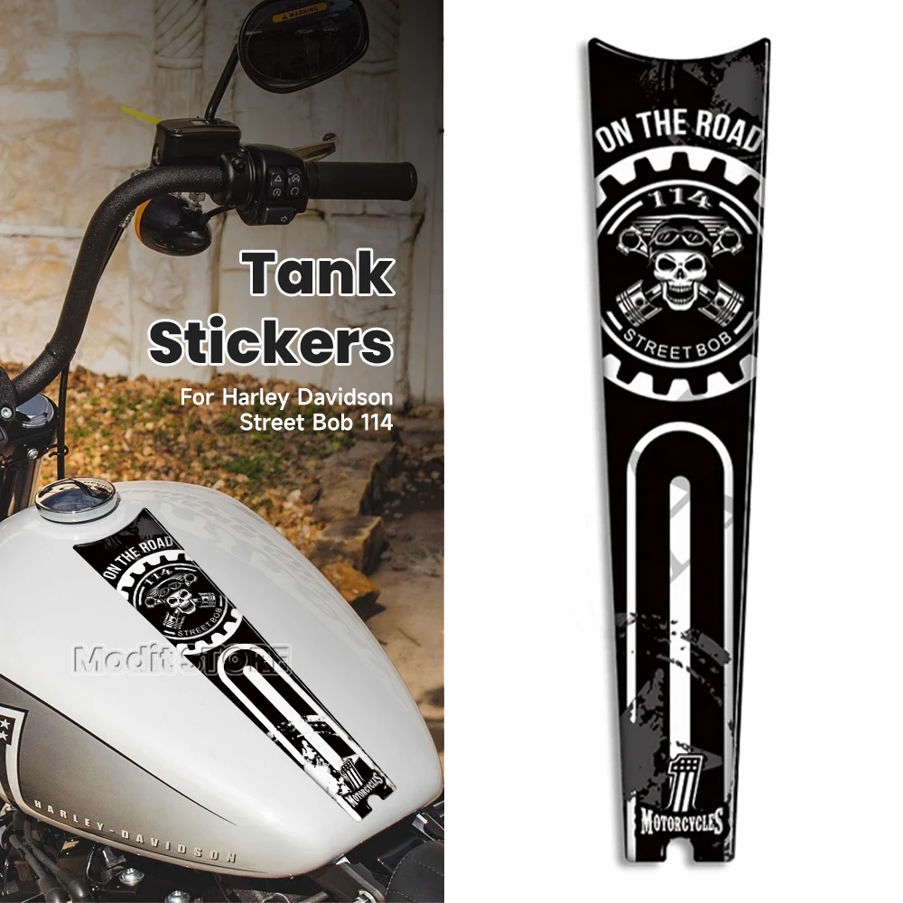 

Motorcycle For Harley Davidson Street Bob 114 Tank Knee Pad Decals Protector Side Grips Gas Fuel Oil Kit Stickers