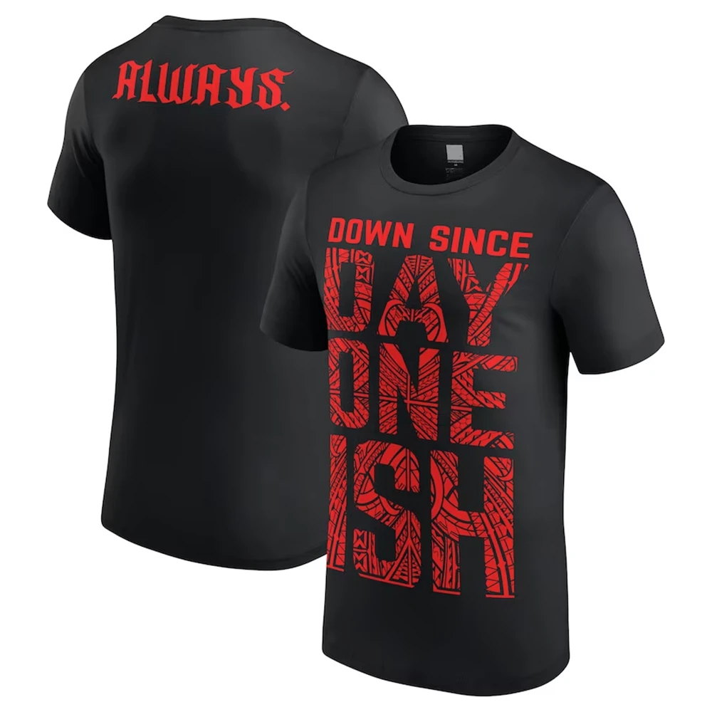 

Wrestling Men's Black The Usos Down Since Always T-Shirt Hot Selling New Summer Women's Short Sleeve Tops Shirt Children's 3D