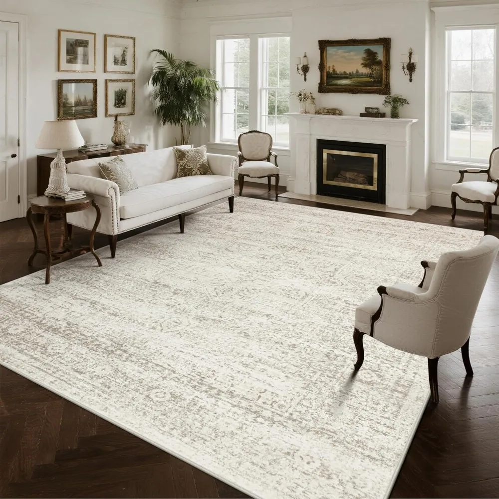 

Washable Rugs 10x14 Area Rugs For Living Room,rugs For Bedroom,large Carpets,ultra Soft Faux Wool Retro Dining Room Rug