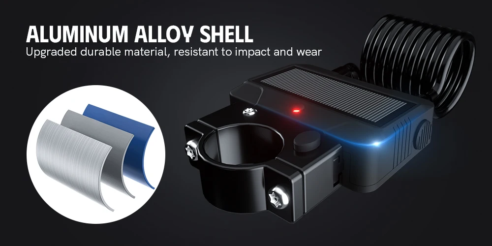 ระบบกันขโมยแบบใหม่ แบตเตอรี่ใช้งานได้ยาวนาน แผงโซลาร์เซลล์ ระบบสมาร์ทไคลป บลูทูธ สายล็อคสำหรับจักรยานไฟฟ้าไฮบริด