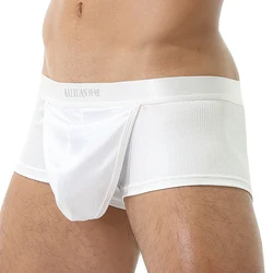 Sexy Men's Open Front Underwear Men Boxer Shorts Panties Breathable Crotch Hole Bulge Pouch Underpants Male