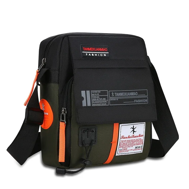 

Vertical single-shoulder casual street-style oxford fabric bag, outdoor sports men's bag, color-blocking Korean-style crossbody