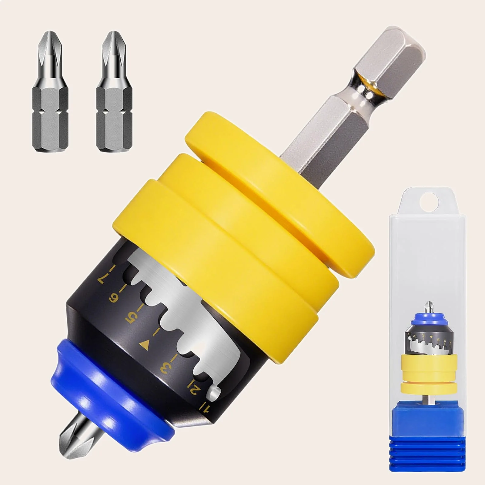 7-Level Adjustable Depth Drywall Screw Setter with 2 Bits Magnetic Holder for Power Drill