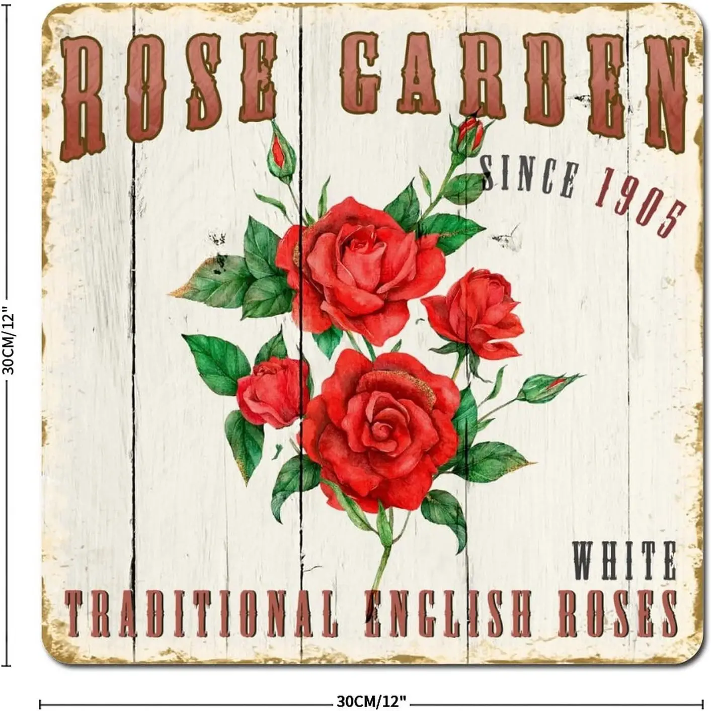 Rose Garden Since 1905 Tin Sign Vintage Old Wood Grain Metal Sign Unique Drinking Sign Nature Style Iron Poster Painting