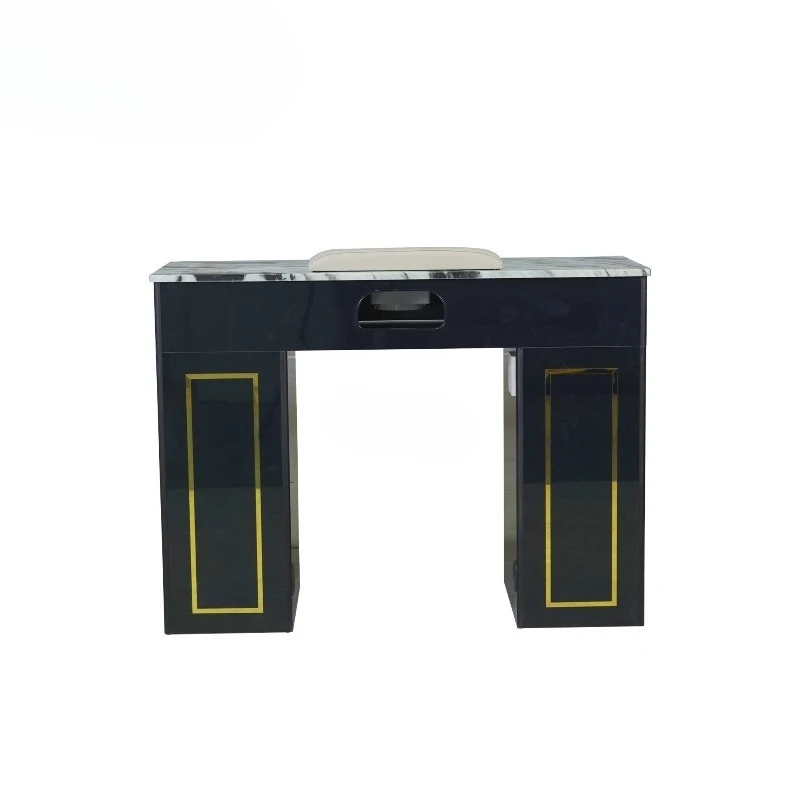 

Modern Black and Gold Marble Top Nail Table Nail Art Desk