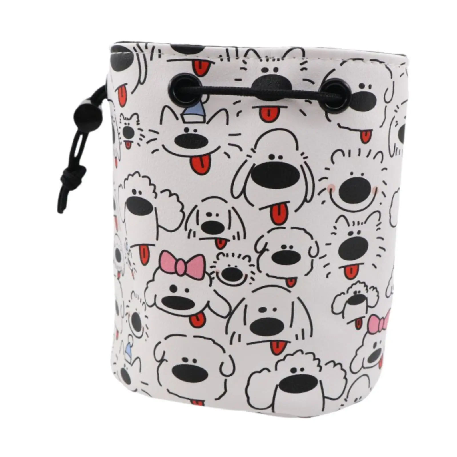 

Graffiti Puppy Printed Golf Ball Bag PU Leather Golfer Gift Trendy Adorable Practical Golfing Supplies Water Resistant Protector