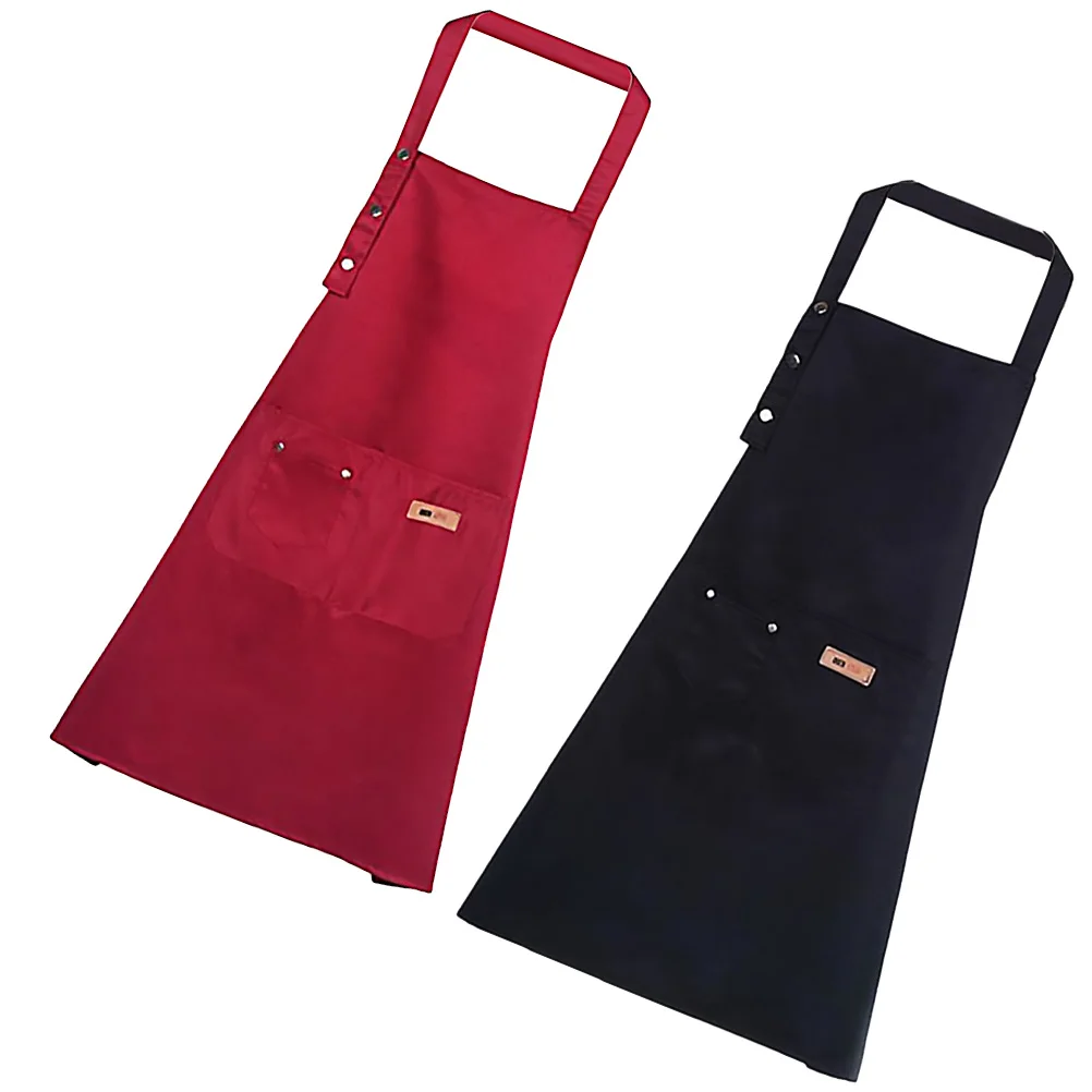 

2Pcs Aprons with Buttons Adjustable Cooking Aprons for Baking Painting Stain Resistant Pinafores Portable Kitchen Housework Use