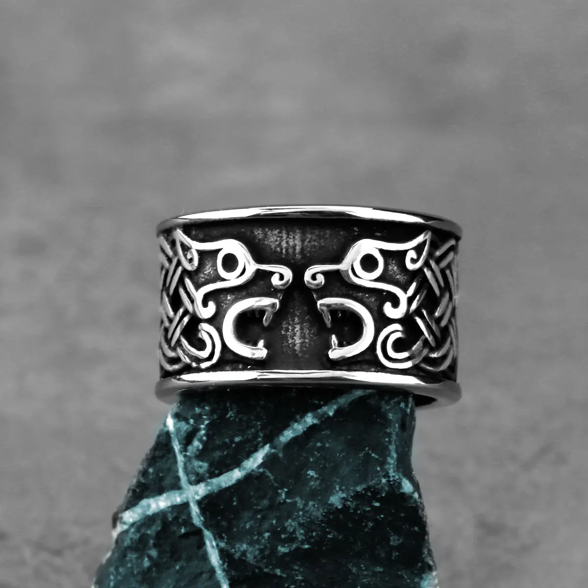 316L Stainless Steel Viking Wolf Men's Ring Slavic Guard Veles Amulet Hip Hop Boutique Wild Ring Fashion Jewelry Gift Wholesale