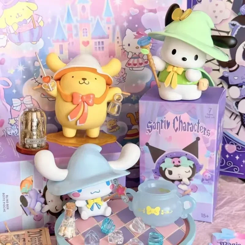 

Фигурка Sanrio Kuromi, слепая коробка, новая серия Magic Story, слепая коробка, мелодия, собака с корицей, удобное украшение для рабочего стола, игрушка в подарок