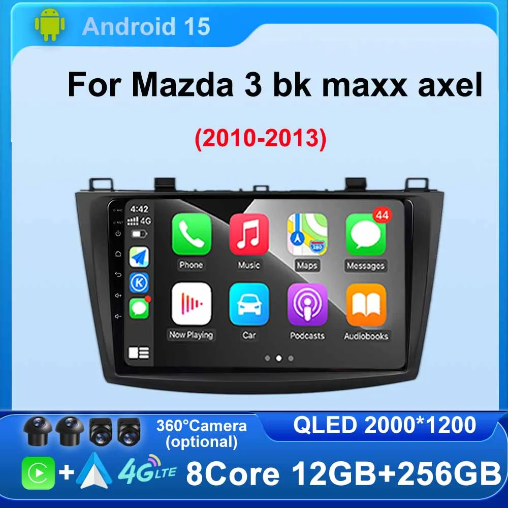 

Android 15 Car Radio for Mazda 3 bk maxx axel 2010 - 2013 QLED Multimedia Video GPS NAVI Player Qualcomm 4G WIFI DSP Bluetooth