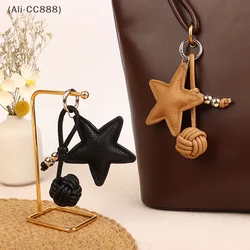 〔CC〕|Leather Pentagram Bag Pendant Braided Ball Star Keychain Cell Phone Charm Tote Bag Decoration Hanging Ornament