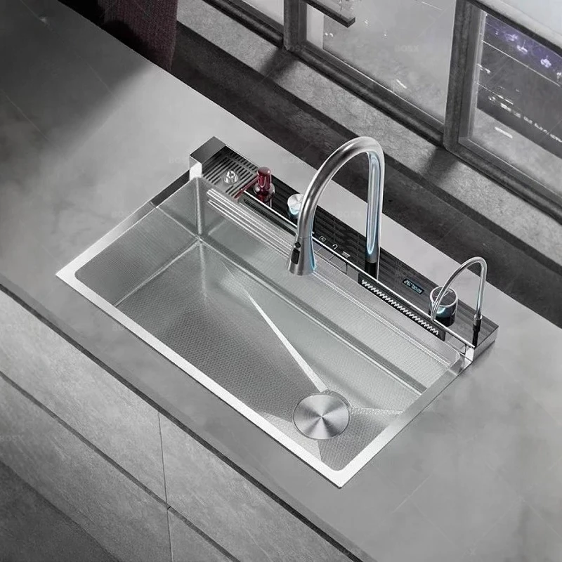 Stainless Steel Kitchen Sink Multifunction Digital Display Faucet Wash Dish