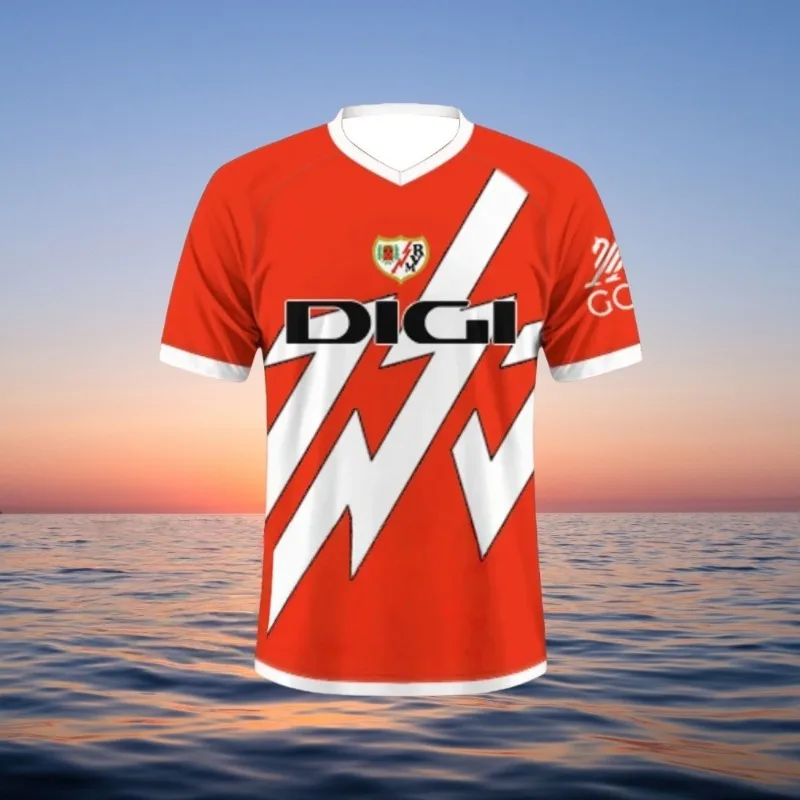 2025 Camiseta de entrenamiento de fútbol español, camiseta esencial para fanáticos Vallecano Lightning Camiseta deportiva impresa en 3D