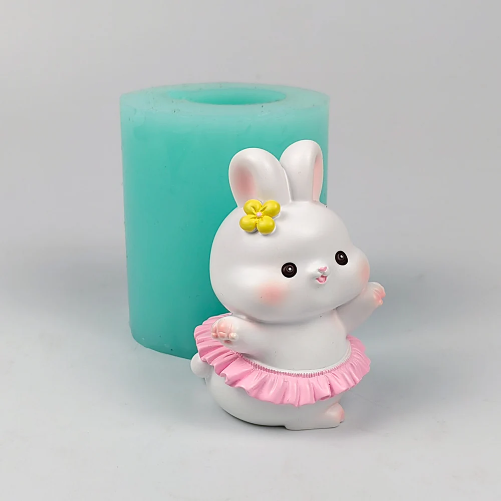 

Silicone Bunny with Flowers, Animals Moulds, 3D Ballet Skirt, Candle Mold, Christmas Soap Molds, Wedding, Birthday, DW0477