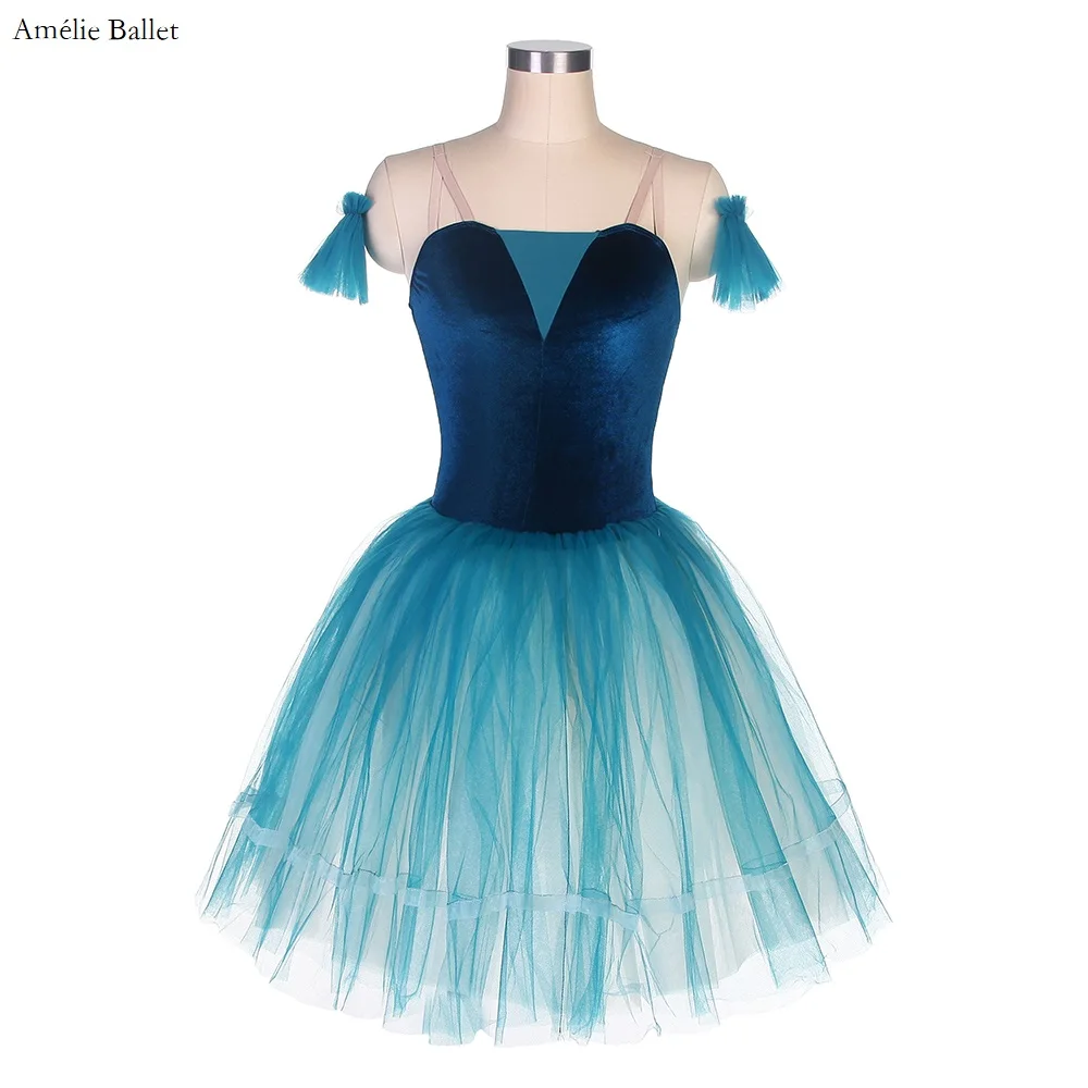 

21252 Adult Girls Ballet Dance Tutu Costumes Navy Blue Velvet Bodice Leotard Dress Romantic Tutu Skirt Puffy Ballerina Skirt