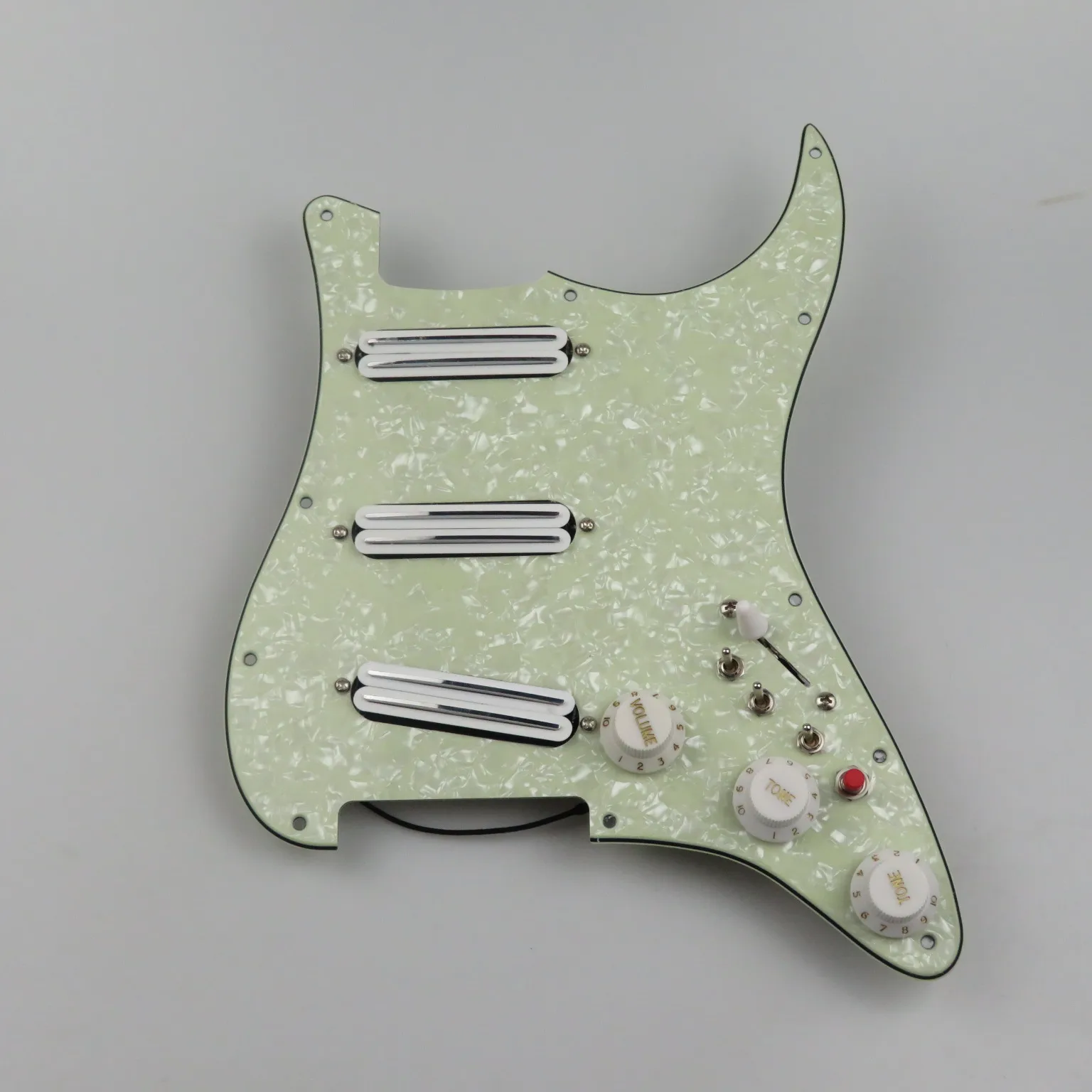 Loaded Pre-Wired Str/at Pickguard Light Mint Pearl Pearloid 3 Rail Single Pickups With Boost Switch Full Wiring Kit