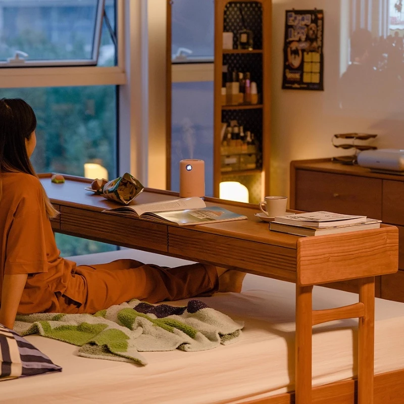 

Cross bed table bed bedroom bedside solid wood strip computer bed pulley table