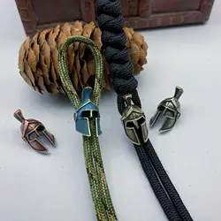 Brass Ancient Greek Spartan Warrior Helmet Paracord Knife Beads Jewelry DIY Paracord Keyring Lanyard Pendant Accessories
