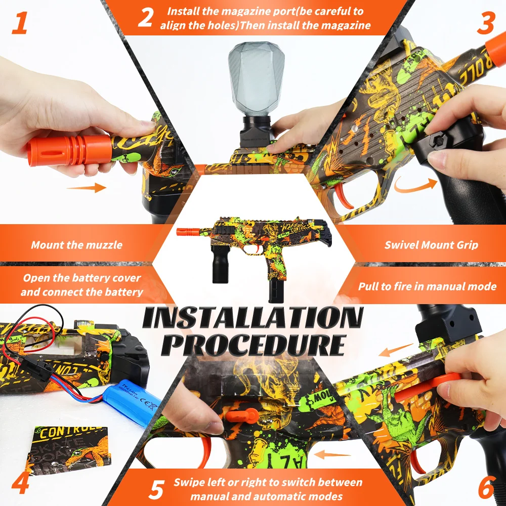 UZI Electric Gel Ball Blaster Toys,Splatter Ball Blaster for 14+,Outdoor Games Toys (gel ball not included)