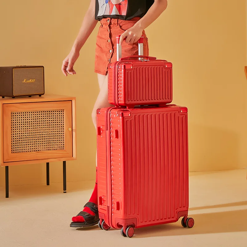 College Student Zipper Trolley Case ABS+PC Aluminum Frame Luggage Ultra-light Mute Universal Wheel Suitcase Mother and child box