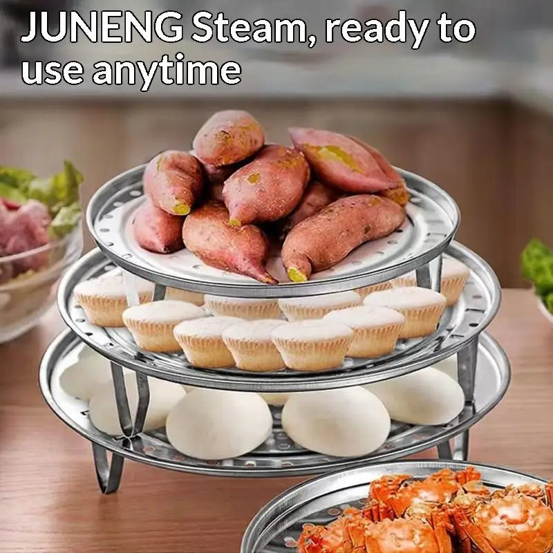 Stainless Steel Steamer Rack Rust Proof Detachable Support Legs For Home Kitchen Steaming Dumplings Vegetables Corn