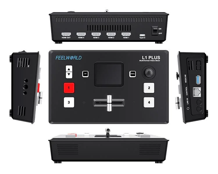 FEELWORLD-Multi Camera Video Mixer Switcher, Produção em Tempo Real, Live Streaming, USB 3.0, Controlador PTZ, L1 Plus