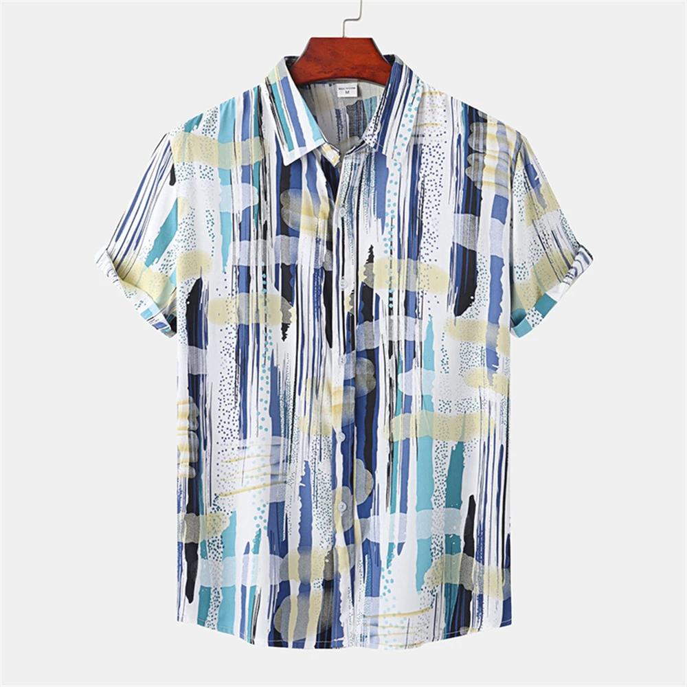 Men's Hawaiian Printed Vintage Floral Blouse Shirt Summer Loose and Breathable Short Sleeve Harajuku Slim Fit Formal Clothes Top