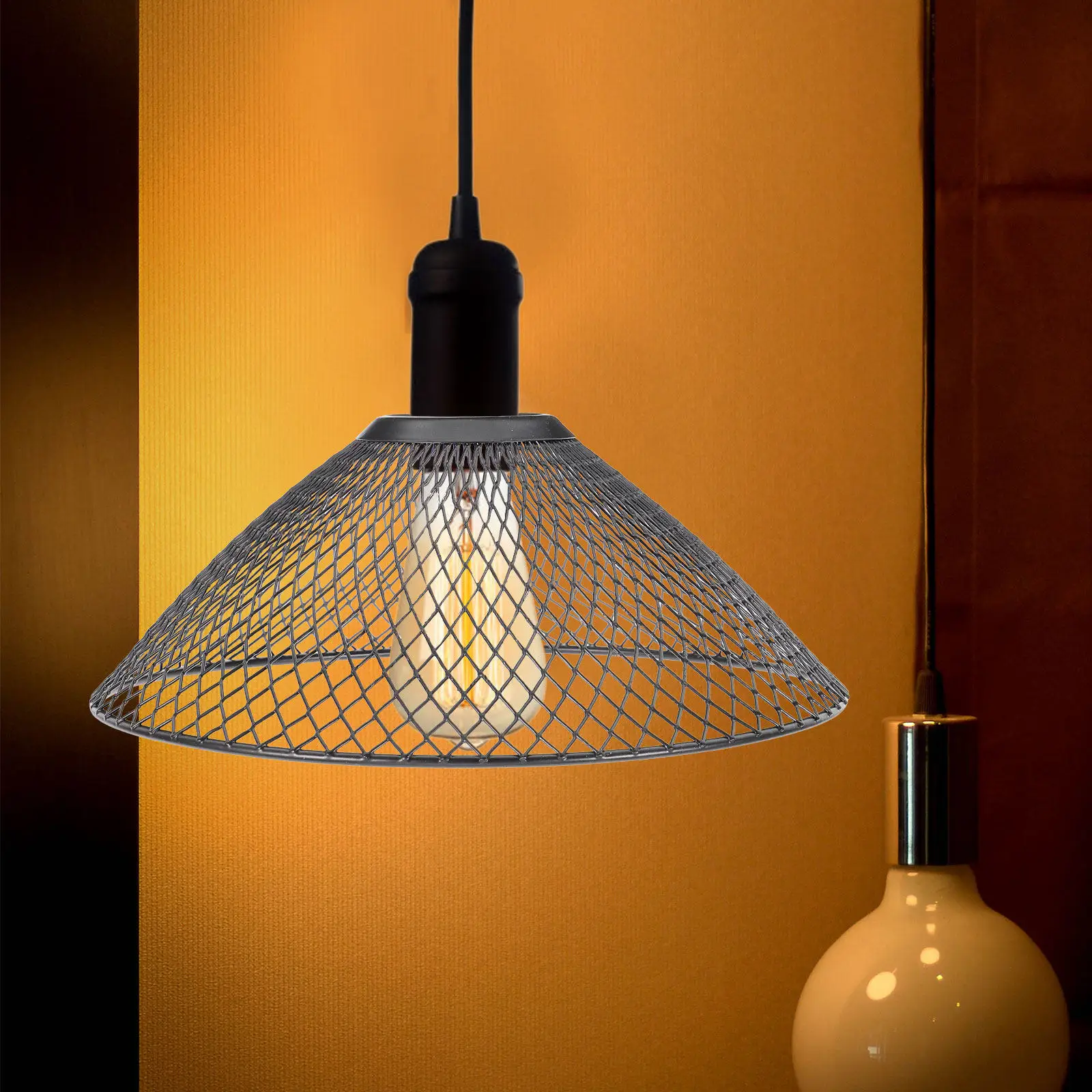 Metal Pendant Light Cover Hollow Out Decorative Lamp Shade Cage Guard for Home Ceiling Lamp Replacement Pendant Light Cover