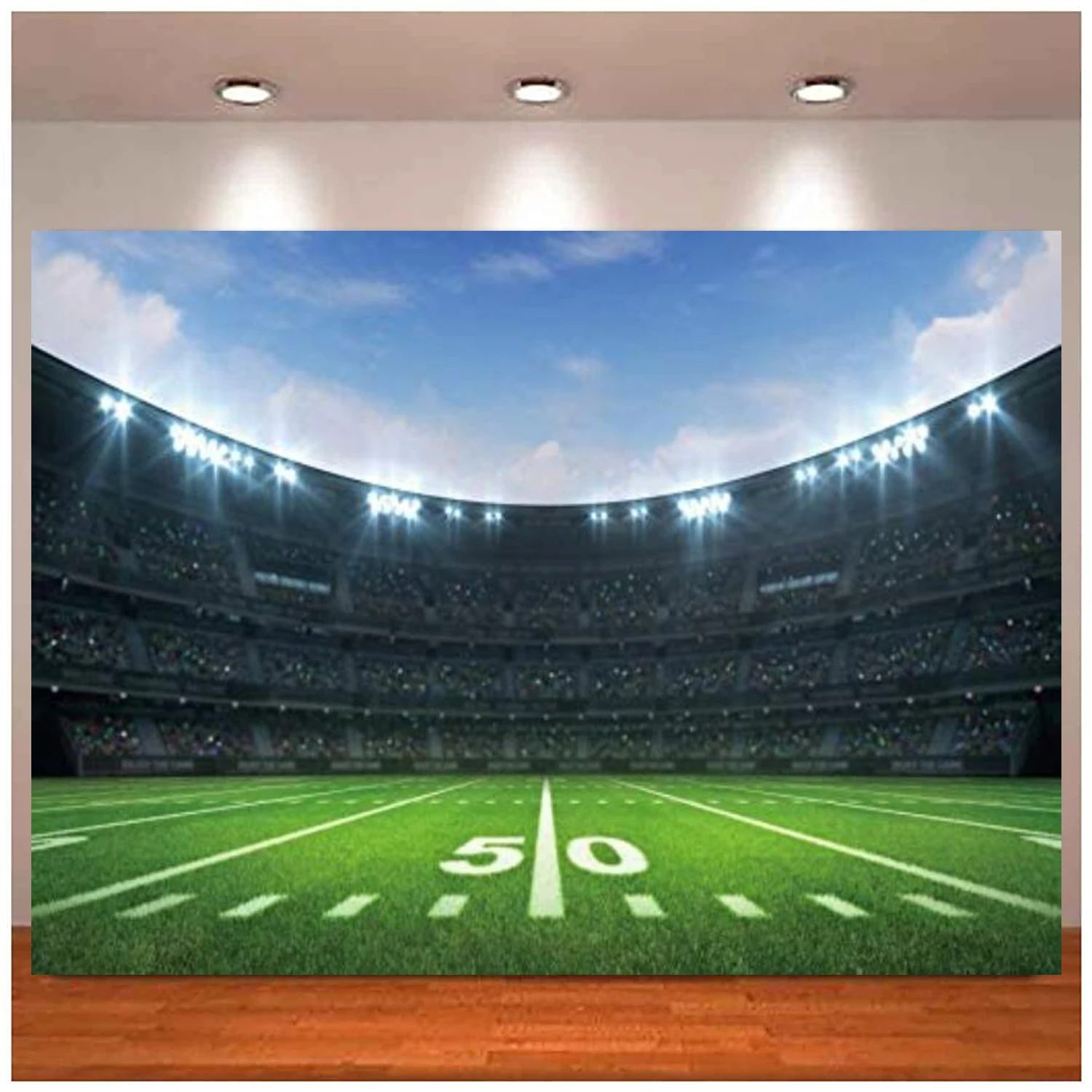 Football Field Photography Backdrop Stadium Soccer Auditorium Spotlight Themed Bowl Background Sports Party Decor Baby Shower