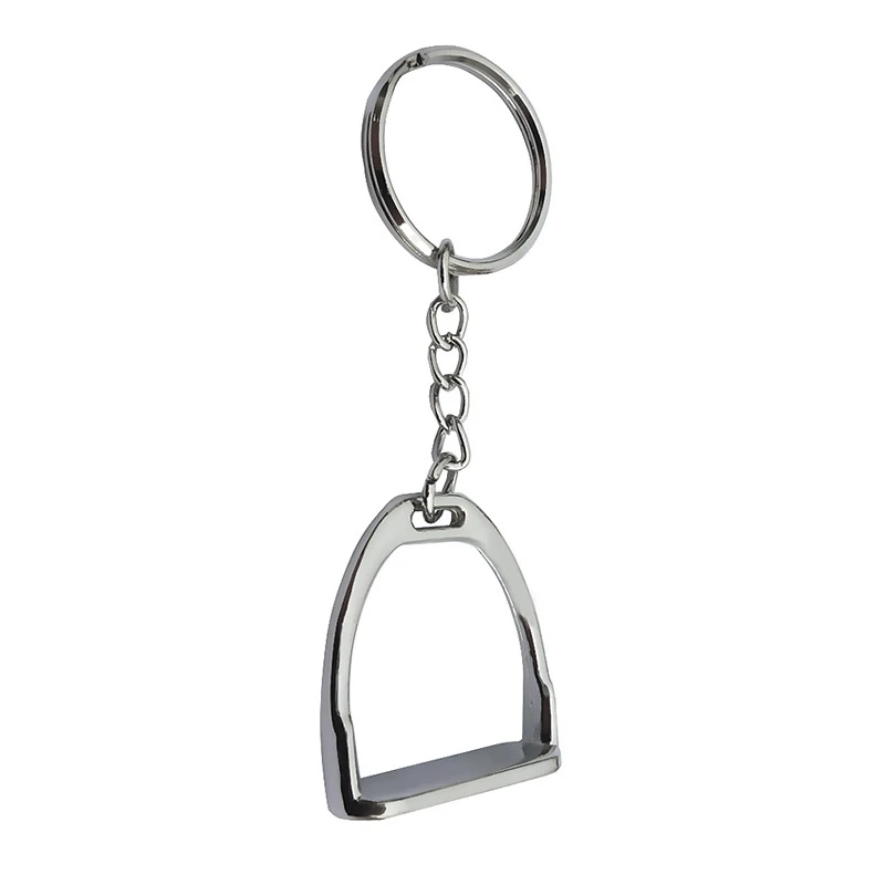 New Lightweight Silver/Gold Zinc Alloy Western Stirrup Keychain Key Ring Equestrian Ornament 8cm Equipment For Horse Rider Gift