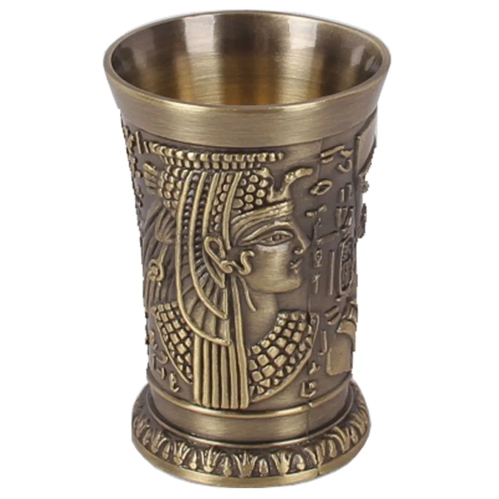 Shot Glass Metal Vintage Egyptian Chalice Creative Wine Shot Glasses Personalized Sip Glass Used for Tequila Vodka Cocktail