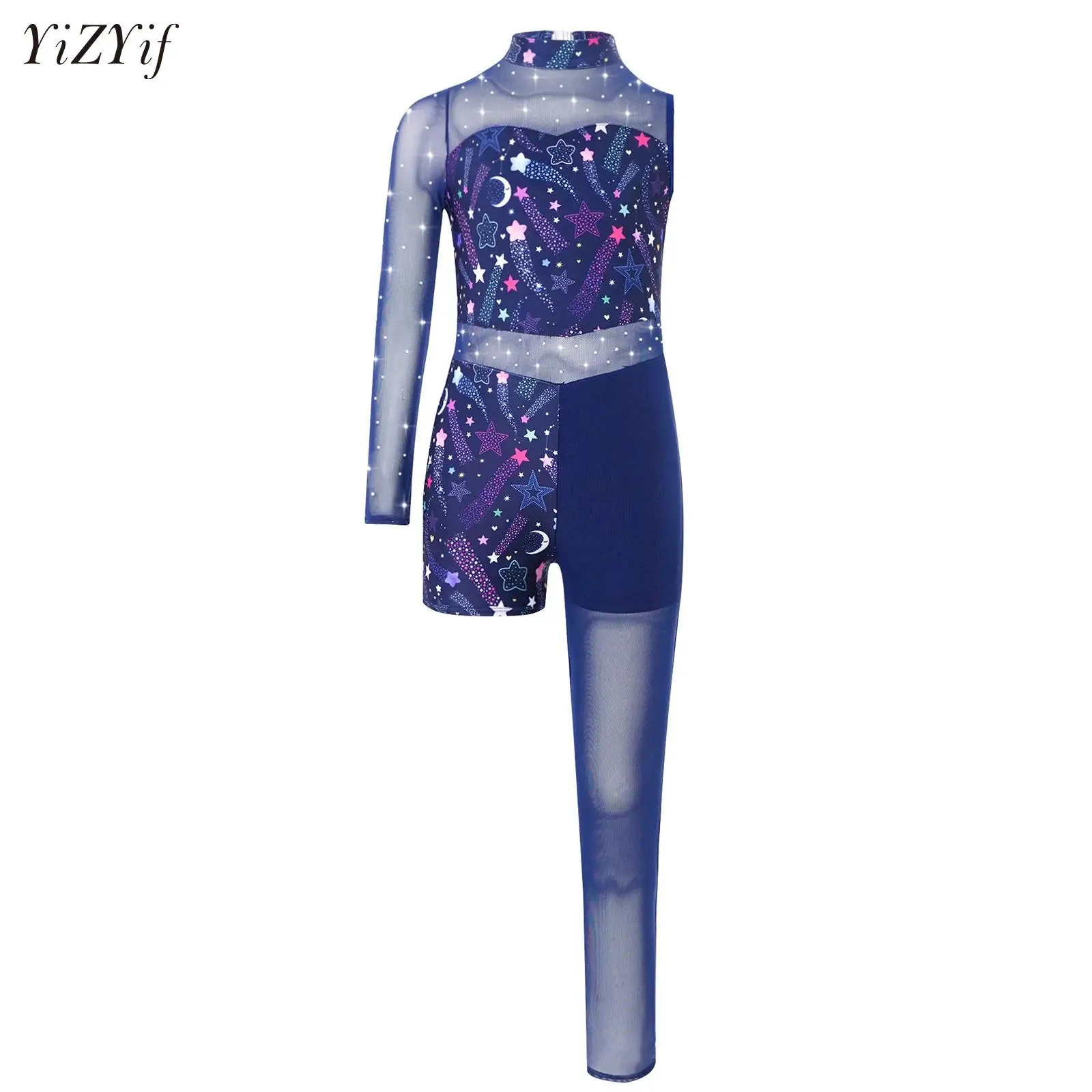 

Kids Girls Snakeskin Rhinestones Acrobatics Gymnastics Jersey Ballet Figure Skating Unitards Jumpsuit Stage Performance Costume