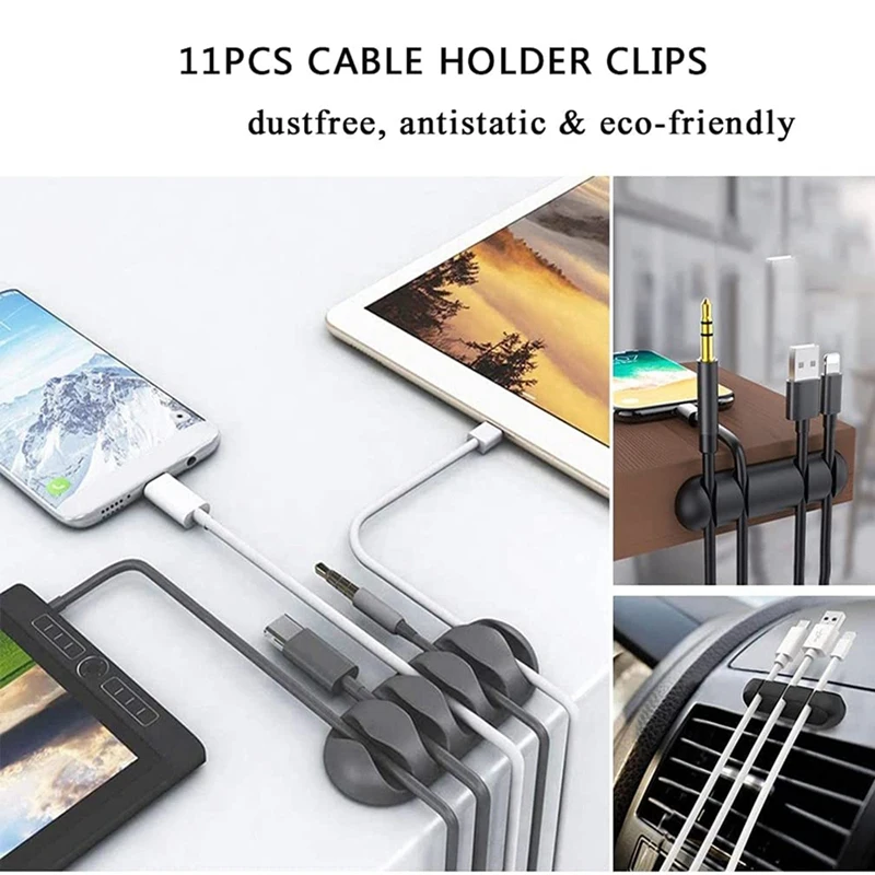 152 Pcs Cable Management Cord Organizer Kit, Include Self Adhesive Cable Organizer Clips, Cable Sleeves Management Clips