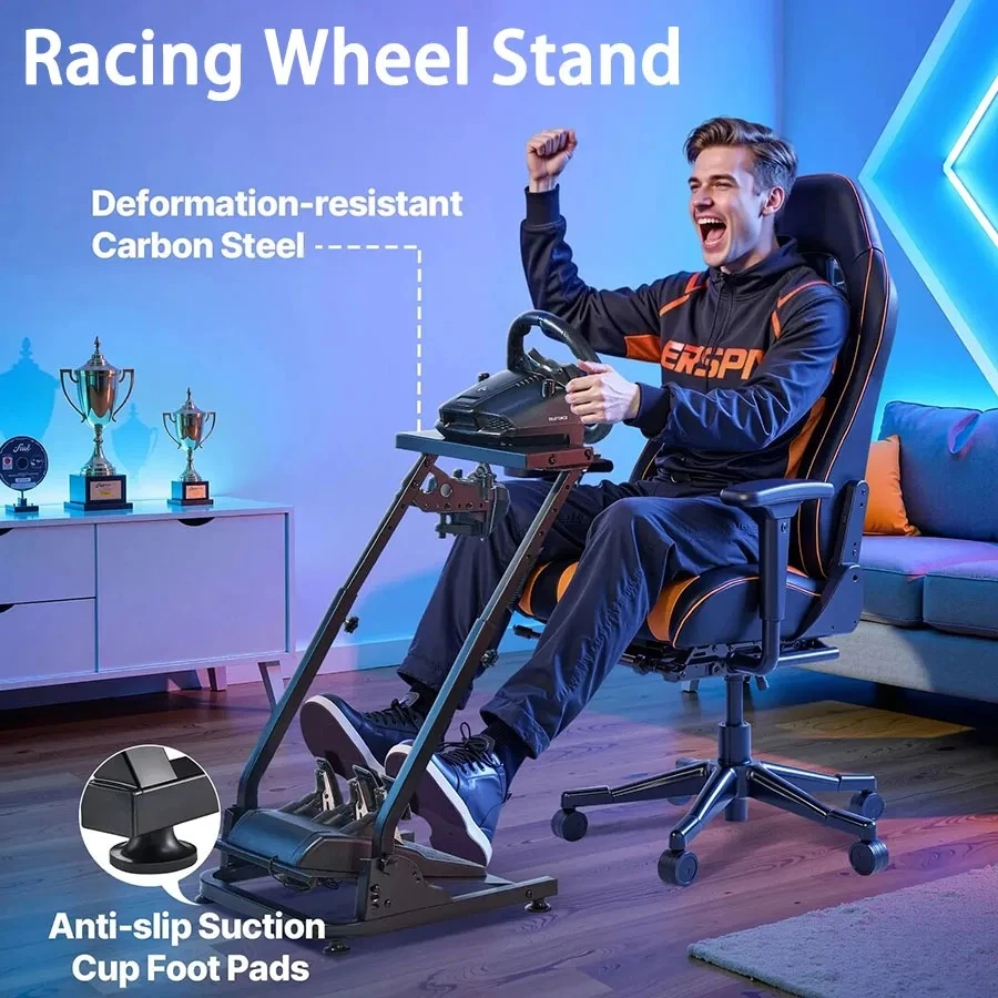 SIHAO Foldable Carbon Steel Steering Wheel Simulator Stand Racing Wheel Stand  with Shifter Mount for Logitech G29 G920 G25 G27 Thrustmaster T300 T500RS