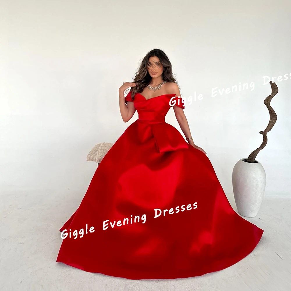 

Giggle Satin A-Line Off The Shoulder Pretty Prom Gown Saudi Arab Elegance Floor-Length Evening Party Dresses for Women 2024