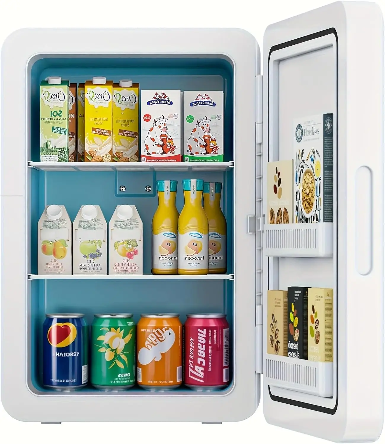22L/30Cans Mini Fridge for Bedroom, 12v DC Portable Cooler & Warmer, Mini Refrigerator with Glass Front, for Car Office Desk