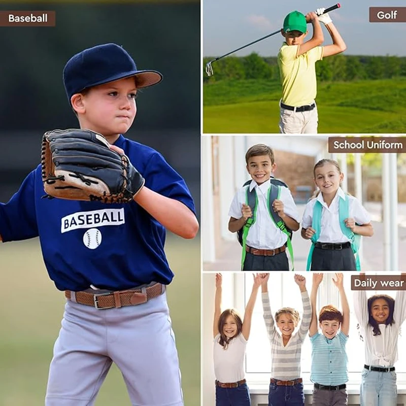 Kids Elastic Stretch Braided Belt for Golf, Youth baseball belt for Boys and Girls 1” Wide.