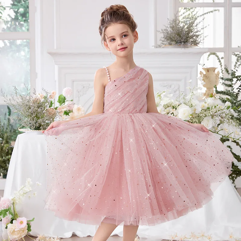 

Elegant Dress For Girl Sequins Luxury Ball Gown Big Bow Wedding Girl Dresses Toddler Baby Girls Puffy Mesh Tutu Princess Dress