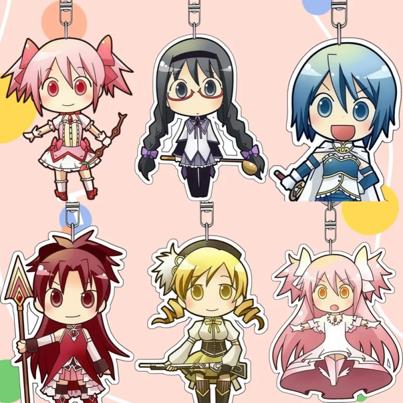 

5Cm Acrylic Keychain Pendant for Puella Magi Madoka Magica Akemi Homura Kaname Madoka Q Version Anime Backpack Pendant Gifts