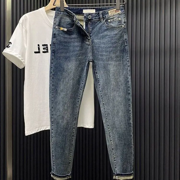 

High Quality Slim Fit Denim Jeans for Men Spring and Autumn 2024 Casual Vintage Men's Korean Style Pencil Cowboy Pants for Men