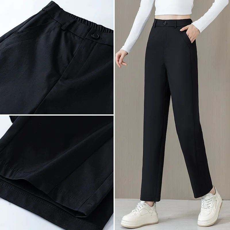 سروال حريم منجل للنساء، بدلة تنحيف فضفاضة للربيع والخريف، سروال كاجوال مكون من تسع نقاط مستقيمة الساق #4