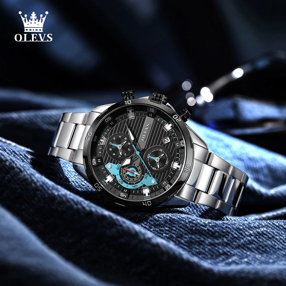 OLEVS 2993 Quartz Watch for Man Luxury Fashion Chronograph Waterproof Luminous Sports Men's Watch Elegant Stainless Steel Watch